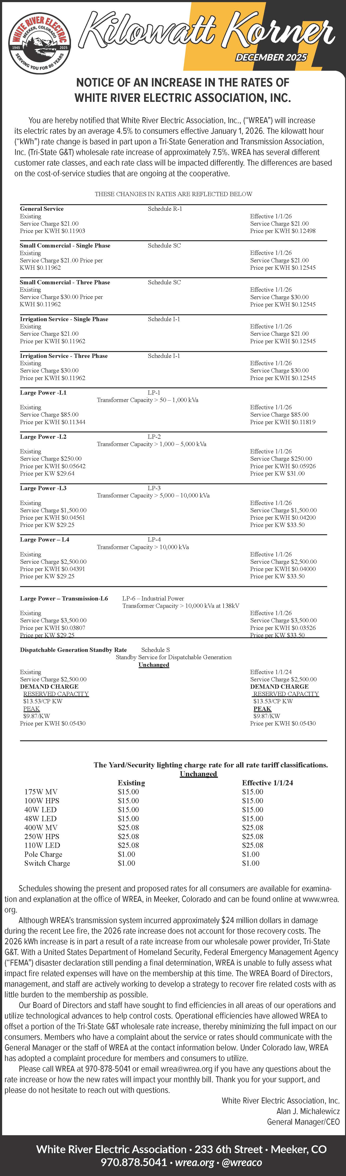 Notice of Rate Increase